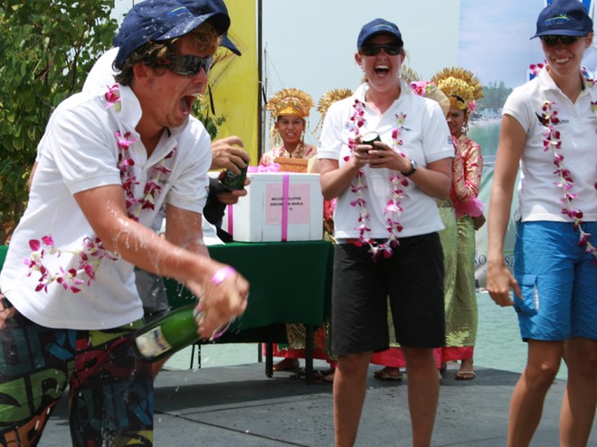 Cape Breton island - Luke Dampier Celebrating Victory © Clipper Ventures PLC . http://www.clipperroundtheworld.com